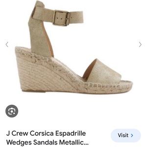 J. Crew Metallic Gold Corsica Espadrille Wedge Sandals